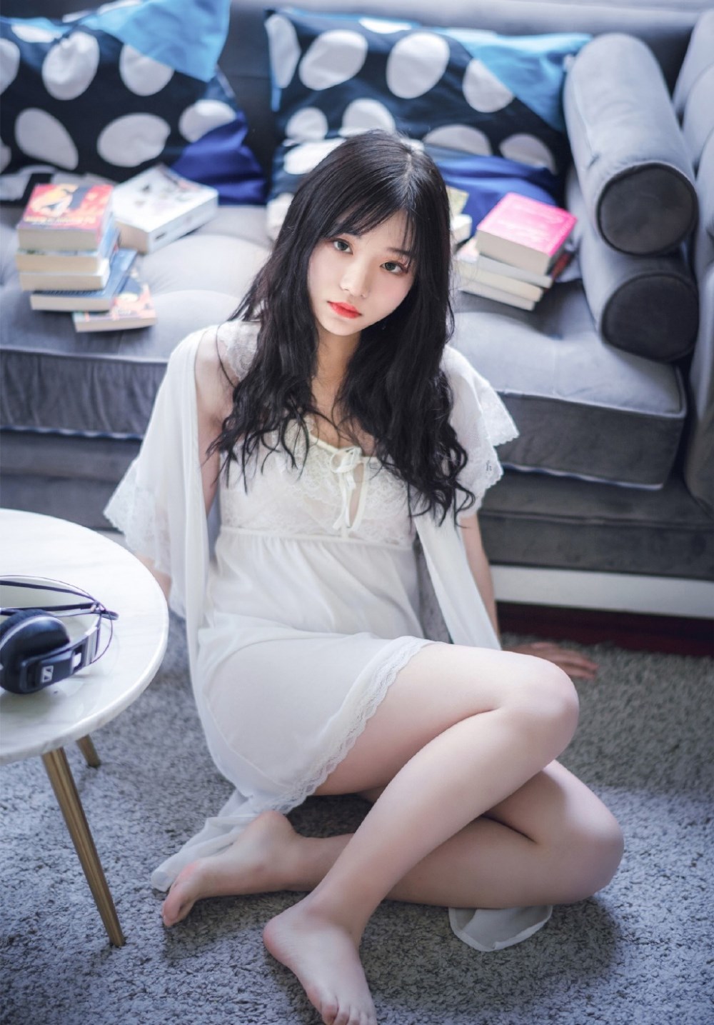 Top beautiful child yan wife beauty lace halter pajamas white sexy jade photo(9)